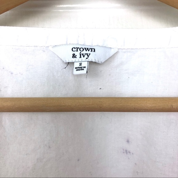 Crown & Ivy 100% Cotton White & Pink Tassel Blouse - Picture 3 of 8